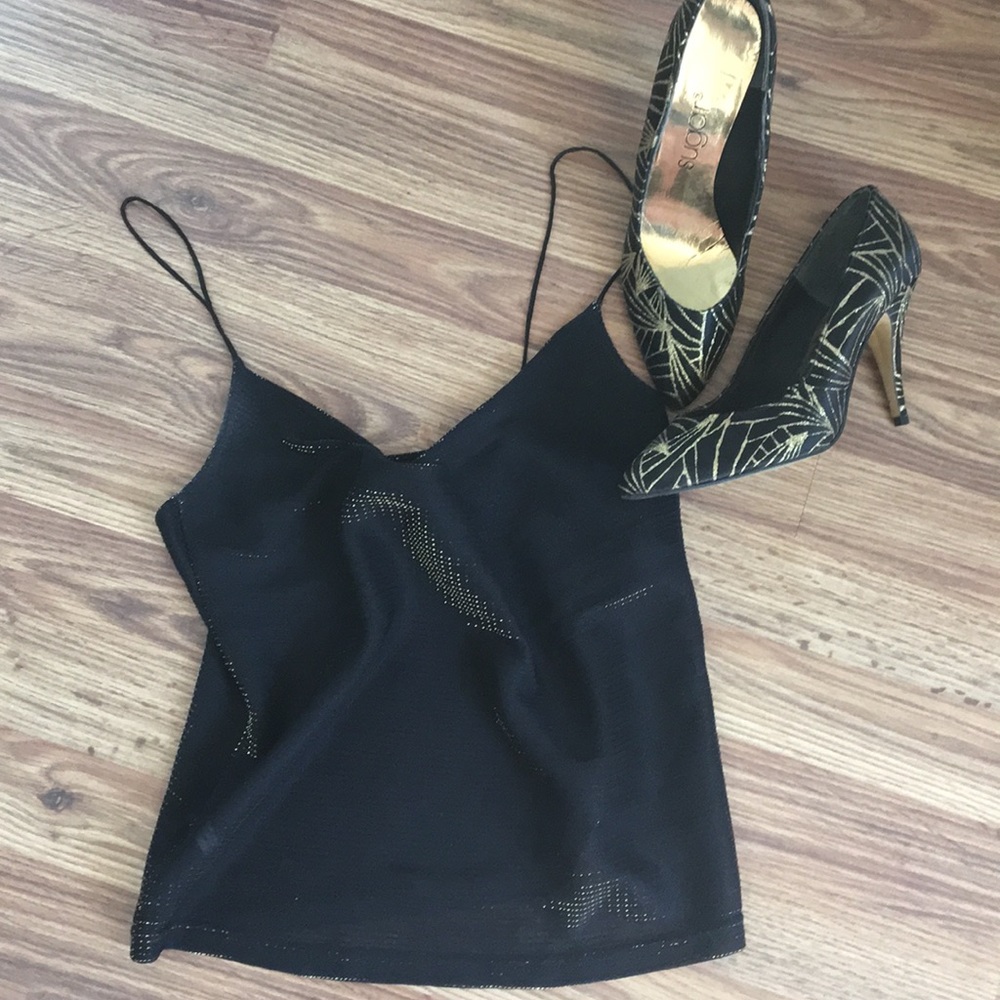 Black and gold threaded camisole.